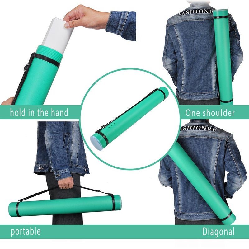 DEWEL Document Tube,Plastic Expanding Poster/Art/Document Storage Tube 24.5 to 40 inches Adjustable with Carrying Strap Waterproof and Light-Resistance Telescoping Carrying Case (Green-Large Size) - Image 4